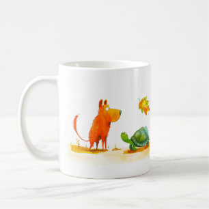 Taza De Café Caricatura de perro y tortuga