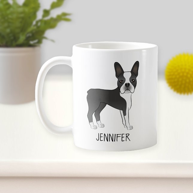 Taza De Café Caricatura del Terrier de Boston Negro Y Blanco Pe (Subido por el creador)