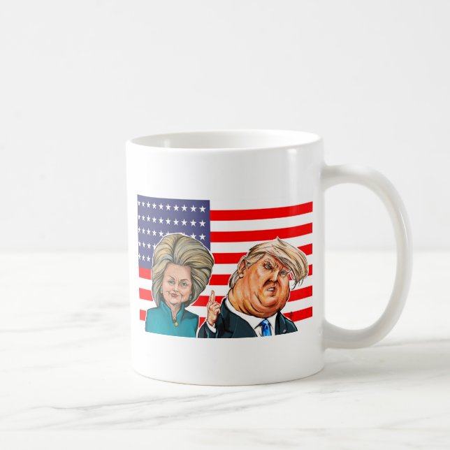 Taza De Café Caricatura del triunfo y de Hillary (Derecha)