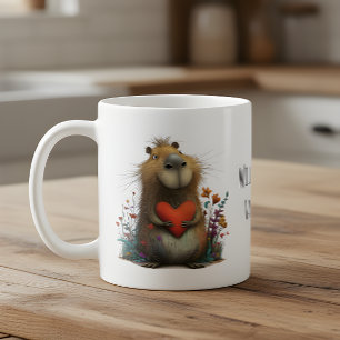 Taza De Café Cariño de capybara con corazón ¿Quieres ser mi San