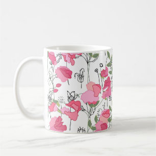 Taza De Café Cariño: Textura de verano floral.