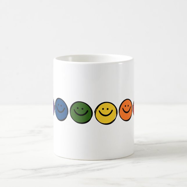 Taza De Café  Caritas Sonrientes de Arcoíris  (Centro)
