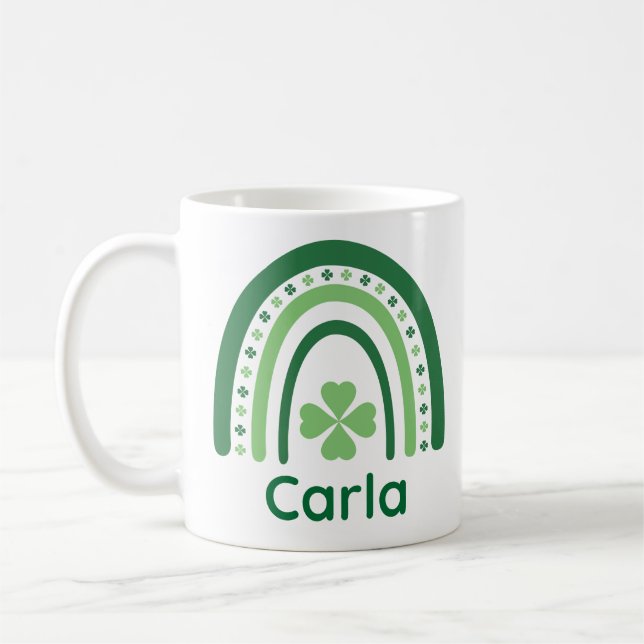 Taza De Café Carla Name Clover Boho Rainbow (Izquierda)