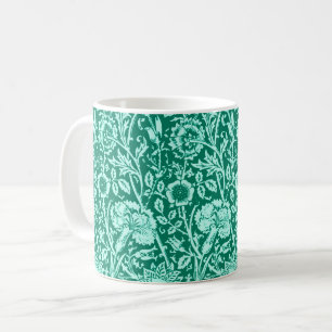 Taza De Café Carnación Art Nouveau Damask, Turquesa y Aqua