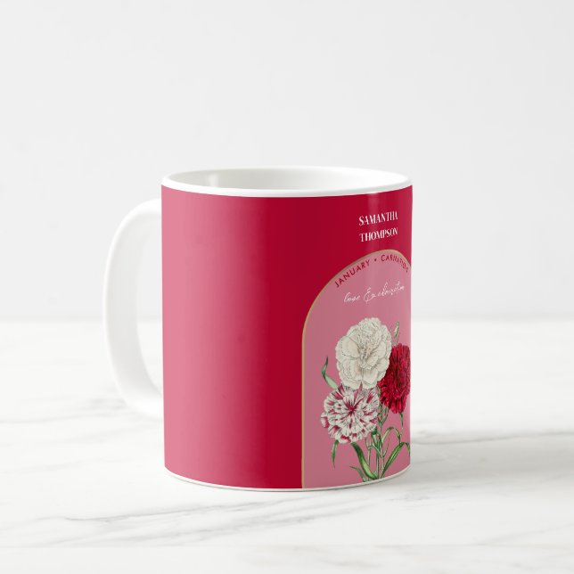 Taza De Café Carnación de enero, mes de la flor de parto person (Anverso izquierdo)