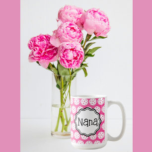 Taza De Café Carnación Personalizada De Pickleball Rosa Y Blanc