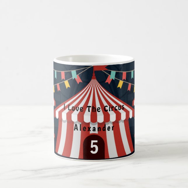 Taza De Café Carnaval de circo de amor blanco rojo (Centro)