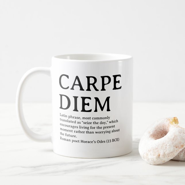 Taza De Café Carpe Diem latin quote (Con donut)