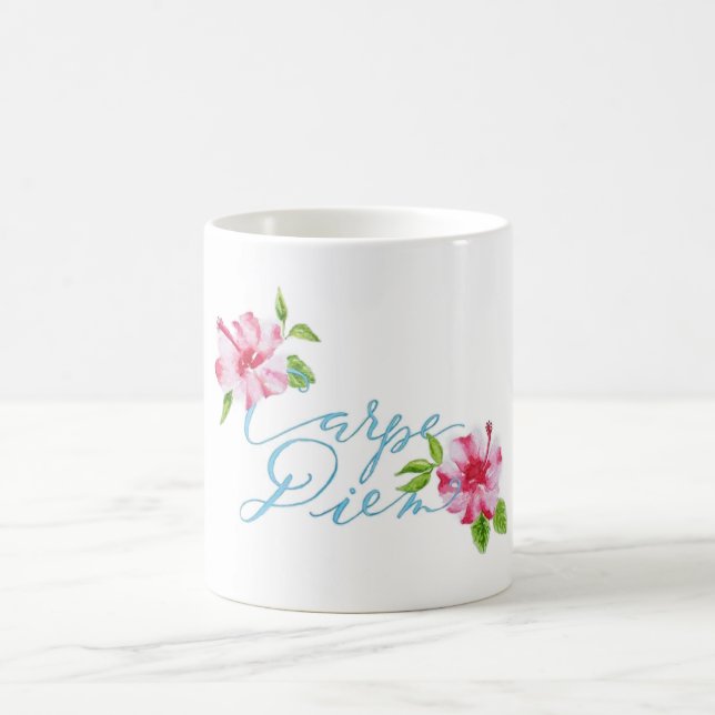 Taza De Café Carpe diem toma el día hibiscus Mug (Centro)