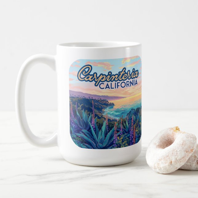 Taza De Café Carpinteria California Santa Barbara Ventura Beach (Con donut)