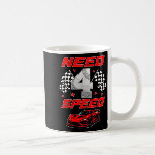 Taza De Café Carrera Coche de Carreras 4 Años Cumpleaños Niño N