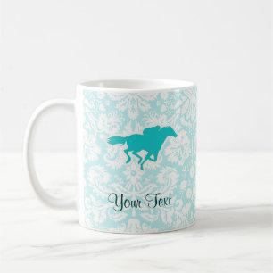 Taza De Café Carrera de caballos verde azulada