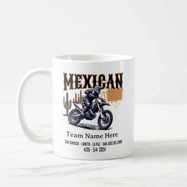 Taza De Café Carrera personalizado Mexicana 1000 Baja Californi (Izquierda)