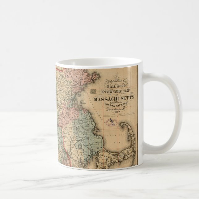 Taza De Café Carretera ferroviaria y mapa municipal de Massachu (Derecha)