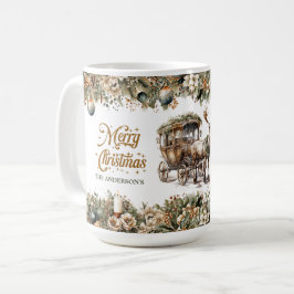 Taza De Café Carrito de renos y Navidades de vegetación vintage