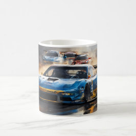 Taza De Café Carro de carreras azules con el Sun Rising