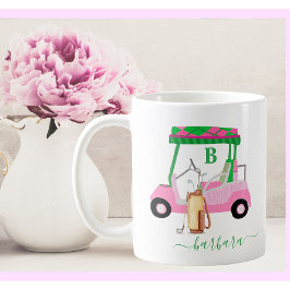 Taza De Café Carro de golf único con encanto y monograma de clu