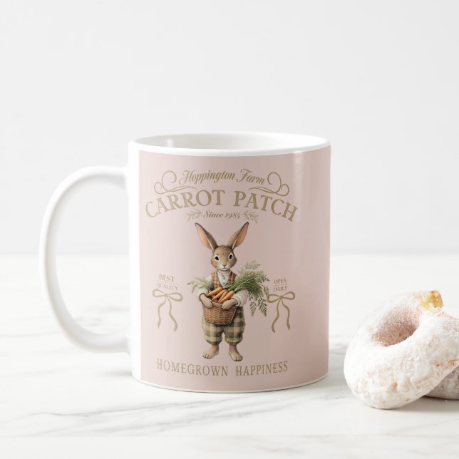 Taza De Café Carrot Patch Bunny Farmer (Con donut)