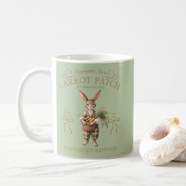 Taza De Café Carrot Patch Bunny Farmer (Con donut)