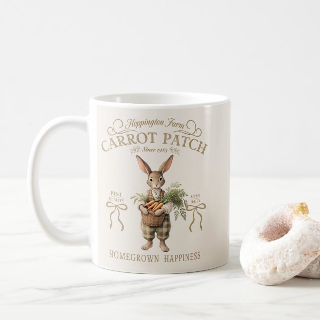 Taza De Café Carrot Patch Bunny Farmer (Con donut)