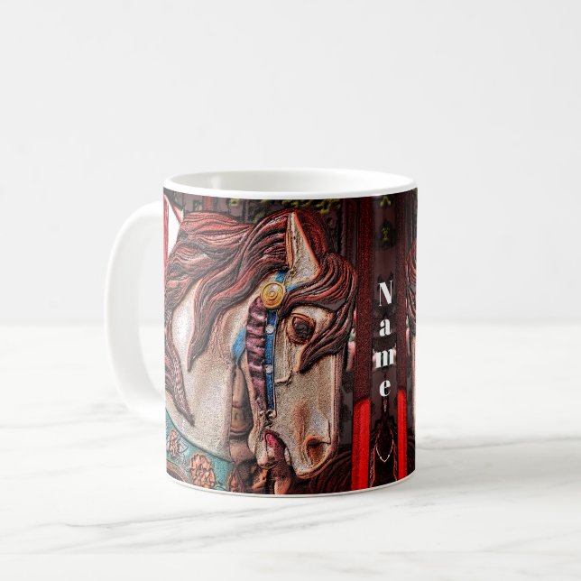 Taza De Café Carrusel Horse Pencil Art Personalizado (Anverso izquierdo)