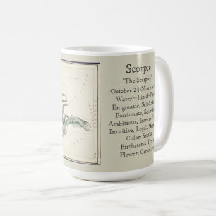 Taza De Café Carta Astronómica Antigua del Zodíaco de Escorpio