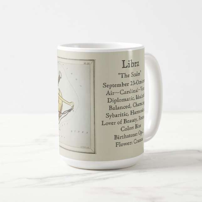 Taza De Café Carta Astronómica Antigua del Zodíaco de Libra (Anverso derecho)