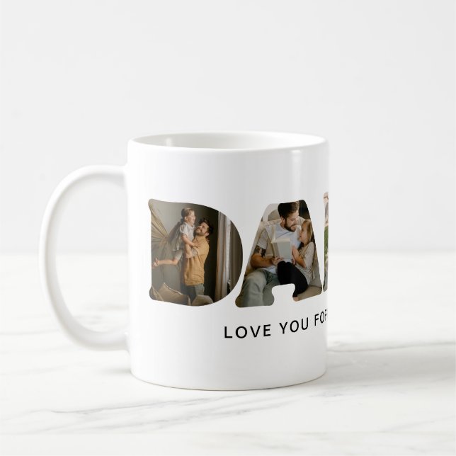 Taza De Café Carta DADDY Día del Padre Collage de fotos (Izquierda)