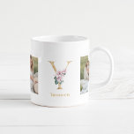 Taza De Café Carta de oro moderna Y flor | Dos monografías foto<br><div class="desc">Carta de oro moderna Y flor | Dos monografías fotográficas</div>