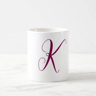 Taza De Café Carta inicial de Monograma Rojo Vino Boda Regalo