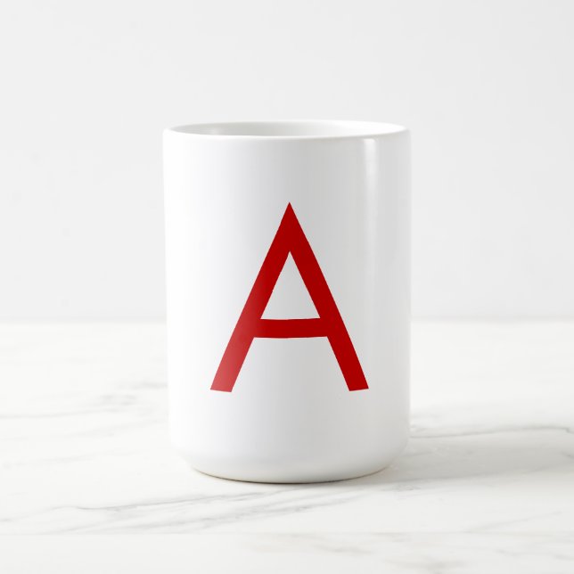 Taza De Café Carta inicial del Monograma Rojo Blanco Moderno (Centro)
