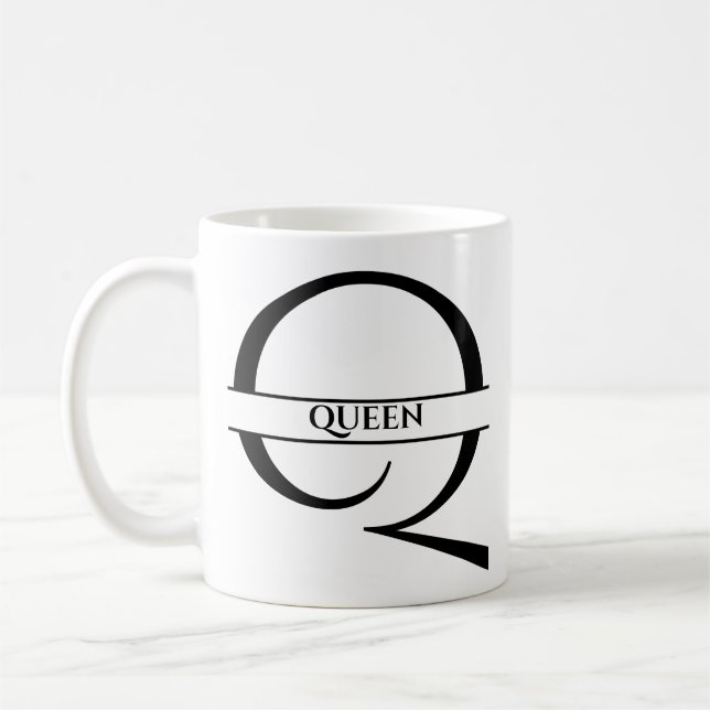 Taza De Café Carta inicial elegante personalizada Q (Izquierda)