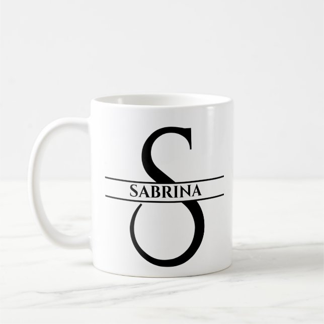 Taza De Café Carta inicial elegante personalizada S (Izquierda)