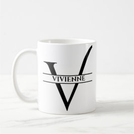 Taza De Café Carta inicial elegante personalizada V