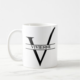 Taza De Café Carta inicial elegante personalizada V