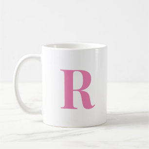 Taza De Café Carta inicial moderna Monograma rosa personalizado
