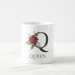 Taza De Café Carta monogramada de Personalizable floral moderna
