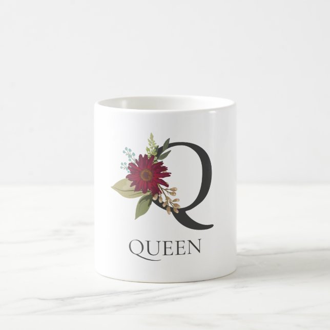 Taza De Café Carta monogramada de Personalizable floral moderna (Centro)