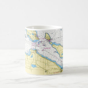 Taza De Café Carta náutica de los Estrechos de Mackinac