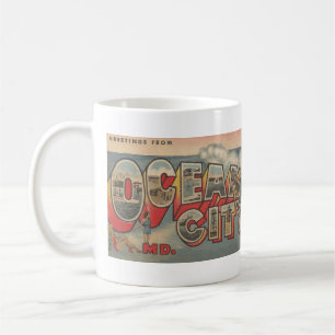 Taza De Café carta vintage Gran OCEAN CITY, postal MD