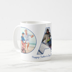 Taza De Café Cartas de corte de foto del Día del Primer Padre D