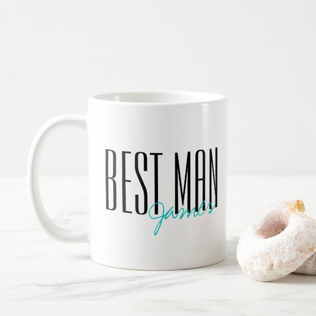 Taza De Café Cartas en negrita "Mejor Hombre" Fiesta de Bodas P (Con donut)
