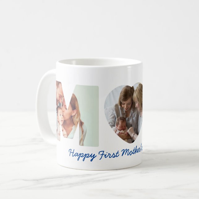 Taza De Café Cartas fotográficas del corazón del primer día de  (Anverso izquierdo)