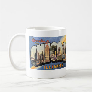 Taza De Café Cartas gigantes vintage Chicago Postcard