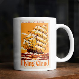 Taza De Café Cartel antiguo del barco clíper americano Flying C