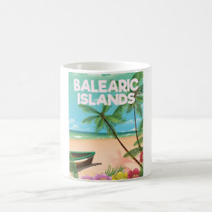 Taza De Café cartel de viaje a la playa de las Islas Baleares