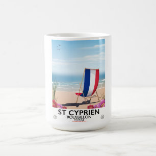 Taza De Café Cartel de viaje a St Cyprien, Roussillon Francia