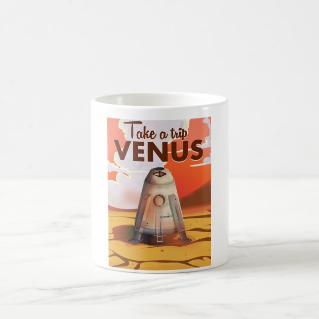 Taza De Café Cartel de viaje a Venus. (Centro)