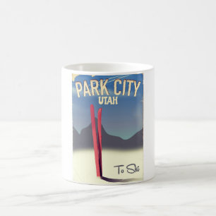 Taza De Café Cartel de viaje de esquí de Park City Utah