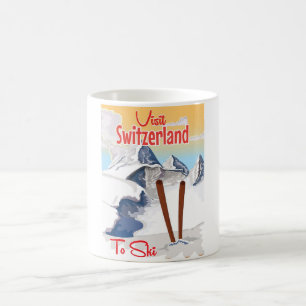 Taza De Café Cartel de viaje de esquí de Suiza